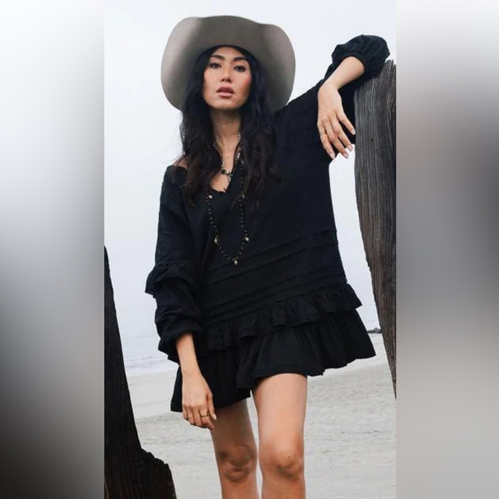 Black Ruffled Women's Top